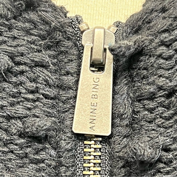 Anine Bing Black Wool Blend Bauble 3D Textured Zipper Front Jacket Coat Womens S - Picture 14 of 16